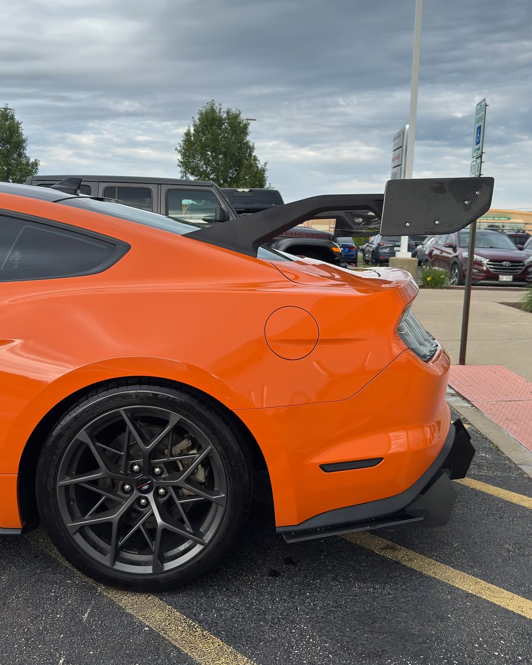 Ford Mustang Ecoboost V6 GT March1 Bullitt S550.1 S550.2 2015 2016 2017 2018 2019 2020 2021 2022 2023 (limits trunk functionality) with Aftermarket Parts - GTD Style Rear Spoiler Wing Carbon Fiber / FRP from Robot Craftsman