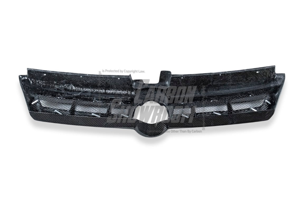 Volkswagen Golf R GTI Base MK7 MK7.5 2015 2016 2017 2018 2019 2020 2021 with Aftermarket Parts - Front Grill Replacement & ROBOT emblem cover Carbon Fiber / FRP from Robot Craftsman