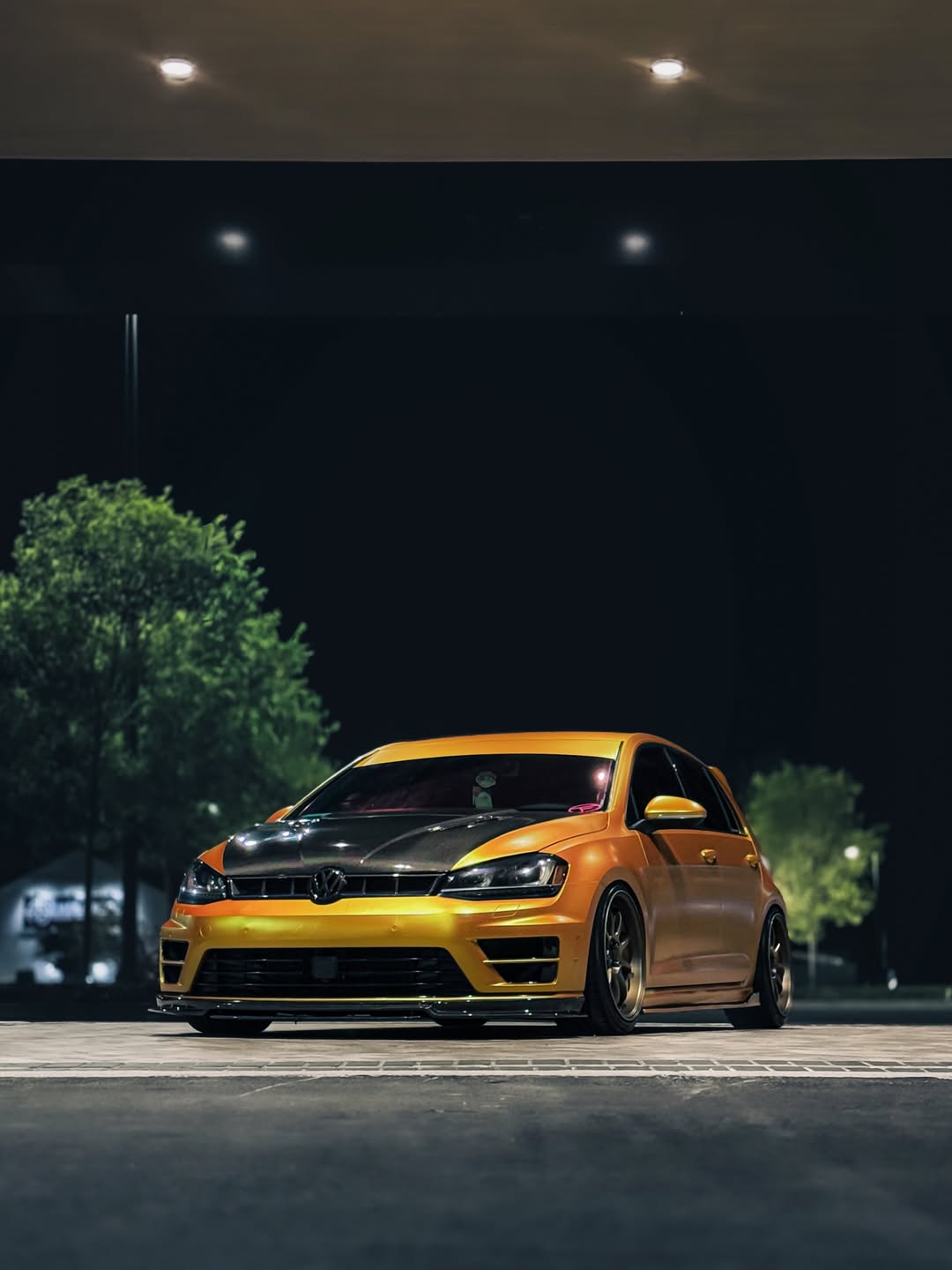 Volkswagen Golf R GTI Base MK7 MK7.5 2015 2016 2017 2018 2019 2020 2021 with Aftermarket Parts - Front Grill Replacement & ROBOT emblem cover Carbon Fiber / FRP from Robot Craftsman