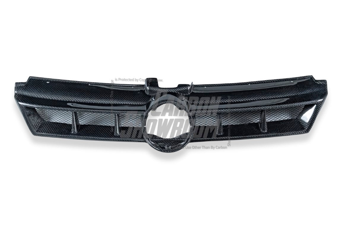 Volkswagen Golf R GTI Base MK7 MK7.5 2015 2016 2017 2018 2019 2020 2021 with Aftermarket Parts - Front Grill Replacement & ROBOT emblem cover Carbon Fiber / FRP from Robot Craftsman