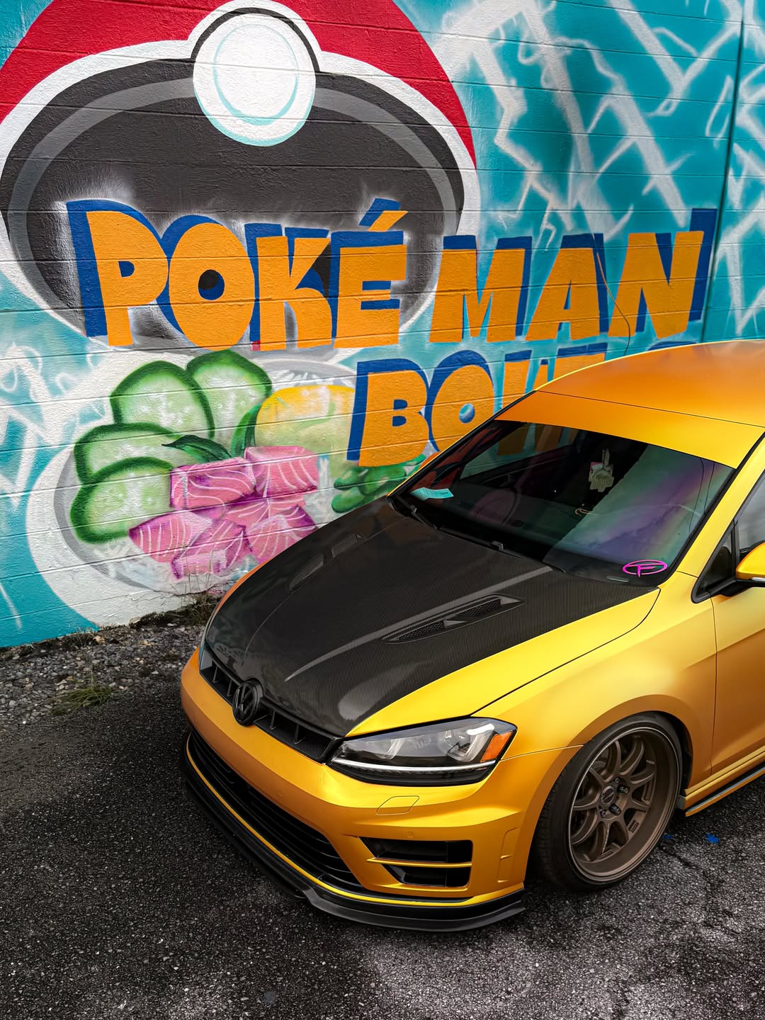 Volkswagen Golf R GTI Base MK7 MK7.5 2015 2016 2017 2018 2019 2020 2021 with Aftermarket Parts - Front Grill Replacement & ROBOT emblem cover Carbon Fiber / FRP from Robot Craftsman