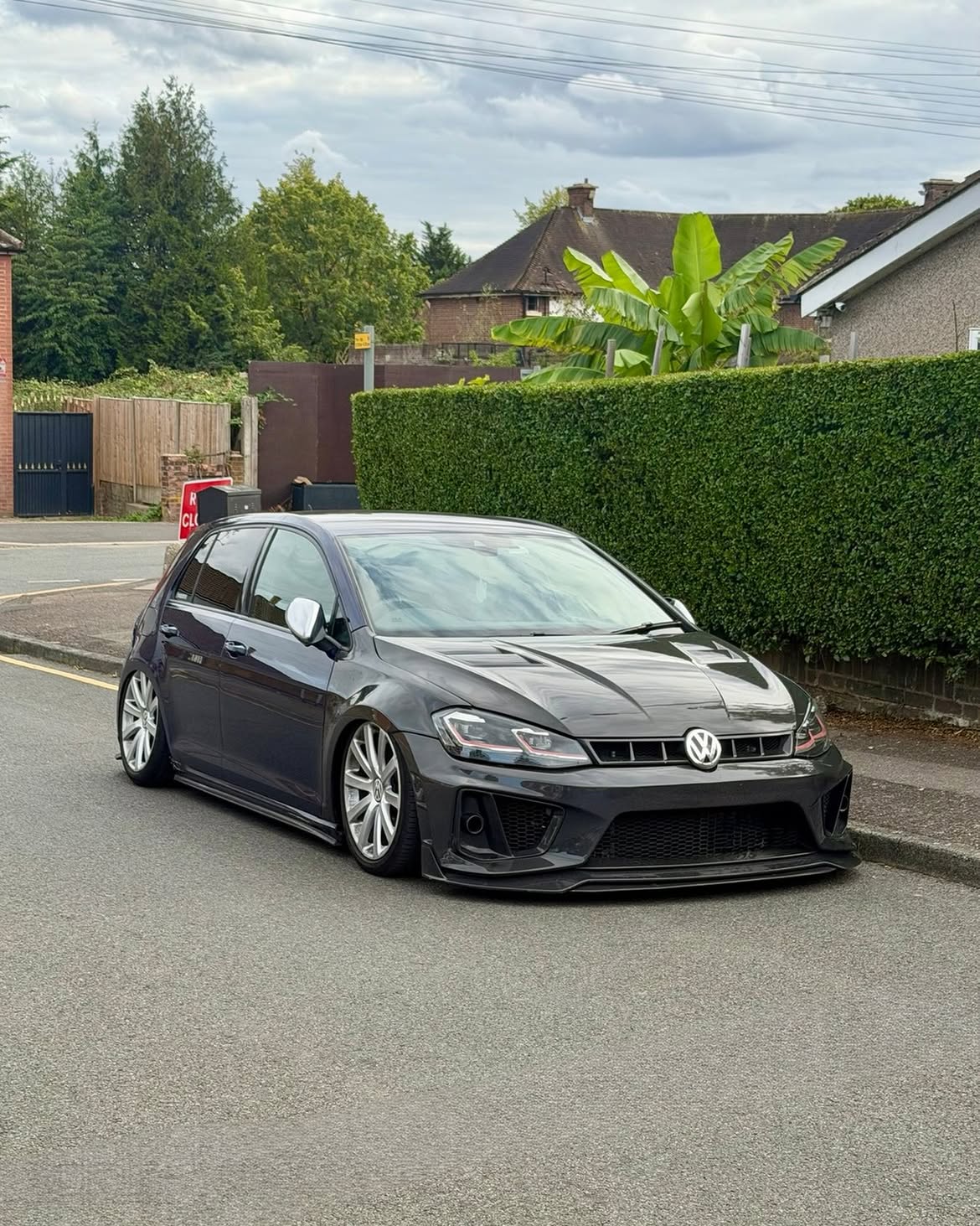 Volkswagen Golf R GTI Base MK7 MK7.5 2015 2016 2017 2018 2019 2020 2021 with Aftermarket Parts - Front Grill Replacement & ROBOT emblem cover Carbon Fiber / FRP from Robot Craftsman