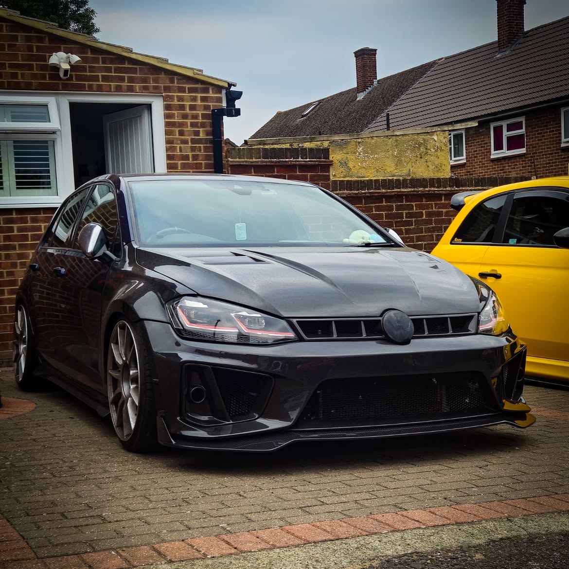 Volkswagen Golf R GTI Base MK7 MK7.5 2015 2016 2017 2018 2019 2020 2021 & Golf R GTI Base MK7 2015 2016 2017 & Golf R GTI Base MK7.5 2018 2019 2020 2021 with Aftermarket Parts - Front Lip & Front Bumper Carbon Fiber / FRP from Robot Craftsman