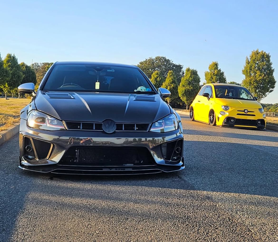 Volkswagen Golf R GTI Base MK7 MK7.5 2015 2016 2017 2018 2019 2020 2021 & Golf R GTI Base MK7 2015 2016 2017 & Golf R GTI Base MK7.5 2018 2019 2020 2021 with Aftermarket Parts - Front Lip & Front Bumper Carbon Fiber / FRP from Robot Craftsman