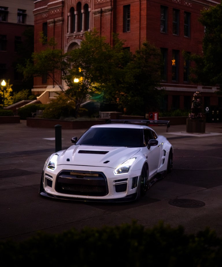 Nissan GTR Nismo Black Edition Track Edition Premium Base 2008 2009 2010 2011 2012 2013 2014 2015 2016 (for installation on 2017-2024 vehicles, 2008-2016 front bumper is recommended) with Aftermarket Parts - "Godzilla" Hood Bonnet Carbon Fiber / FRP from Robot Craftsman