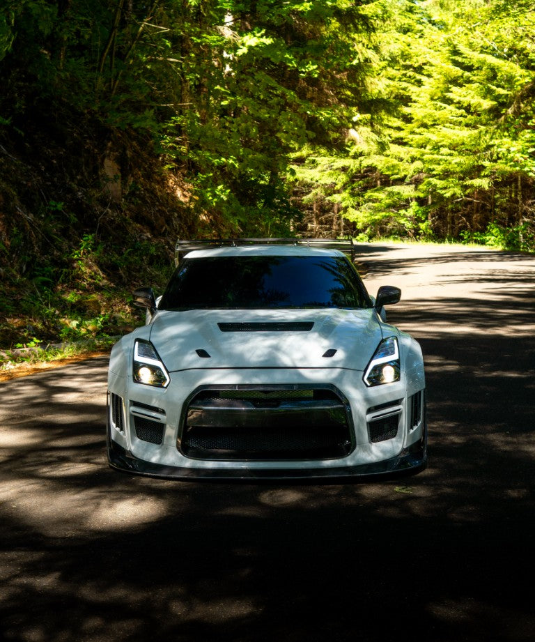 Nissan GTR Nismo Black Edition Track Edition Premium Base 2008 2009 2010 2011 2012 2013 2014 2015 2016 (for installation on 2017-2024 vehicles, 2008-2016 front bumper is recommended) with Aftermarket Parts - "Godzilla" Hood Bonnet Carbon Fiber / FRP from Robot Craftsman