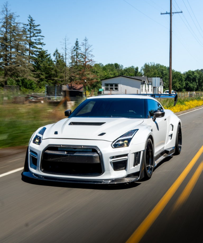 Nissan GTR Nismo Black Edition Track Edition Premium Base 2008 2009 2010 2011 2012 2013 2014 2015 2016 (for installation on 2017-2024 vehicles, 2008-2016 front bumper is recommended) with Aftermarket Parts - "Godzilla" Hood Bonnet Carbon Fiber / FRP from Robot Craftsman