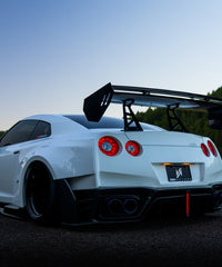 Nissan GTR Nismo T-Spec Black Edition Track Edition Premium Pure CBA DBA EBA 2008 2009 2010 2011 2012 2013 2014 2015 2016 2017 2018 2019 2020 2021 2022 2023 2024 with Aftermarket Parts - "Godzilla" Swan Neck Thor GT Wing Carbon Fiber / FRP from Robot Craftsman
