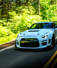 Nissan GTR Nismo Black Edition Track Edition Premium Base CBA DBA 2008 2009 2010 2011 2012 2013 2014 2015 2016 (for installation on 2017 2018 2019 2020 2021 2022 2023 2024 vehicles, 2008 2009 2010 2011 2012 2013 2014 2015 2016 hood is recommended) with Aftermarket Parts - "Godzilla" Widebody Front Bumper & Front Lip Carbon Fiber / FRP from Robot Craftsman