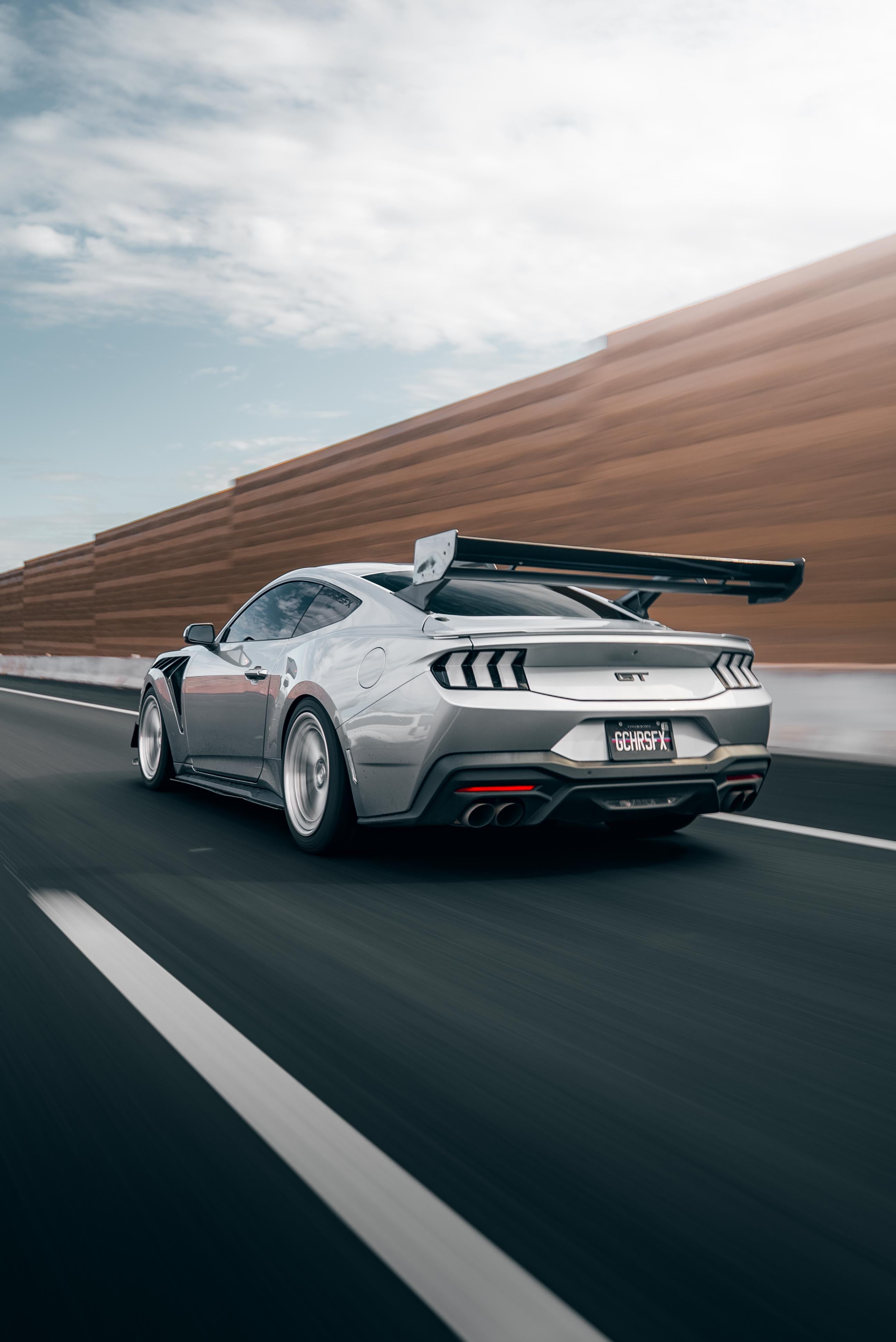 Ford Mustang Ecoboost V6 GT March1 Bullitt S550.1 S550.2 2015 2016 2017 2018 2019 2020 2021 2022 2023 (limits trunk functionality) with Aftermarket Parts - GTD Style Rear Spoiler Wing Carbon Fiber  FRP from Robot Craftsman