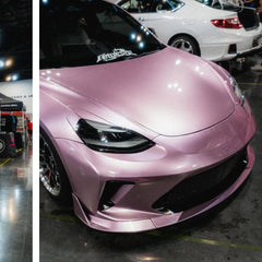 Tesla Model 3 Performance Long Range Standard Base 2017 2018 2019 2020 2021 2022 2023 with Aftermarket Parts - "HACKER" Narrow Body Front Bumper & Front Splitter Carbon Fiber / FRP from Robot Craftsman 