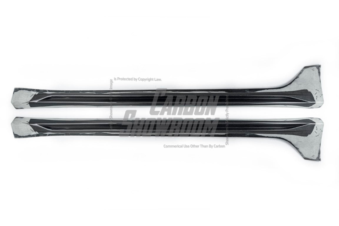 Tesla Model 3 Performance Long Range Standard Base 2017 2018 2019 2020 2021 2022 2023 with Aftermarket Parts - "Hacker" Narrow Body Side Skirts Carbon Fiber / FRP from Robot Craftsman
