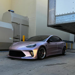 Tesla Model 3 Performance Long Range Standard Base 2017 2018 2019 2020 2021 2022 2023 with Aftermarket Parts - "Hacker" Narrow Body Side Skirts Carbon Fiber / FRP from Robot Craftsman