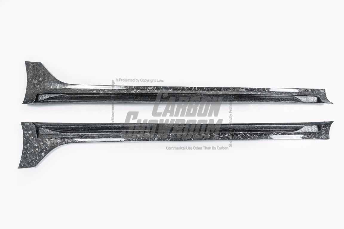 Tesla Model 3 Performance Long Range Standard Base 2017 2018 2019 2020 2021 2022 2023 with Aftermarket Parts - "Hacker" Narrow Body Side Skirts Carbon Fiber / FRP from Robot Craftsman