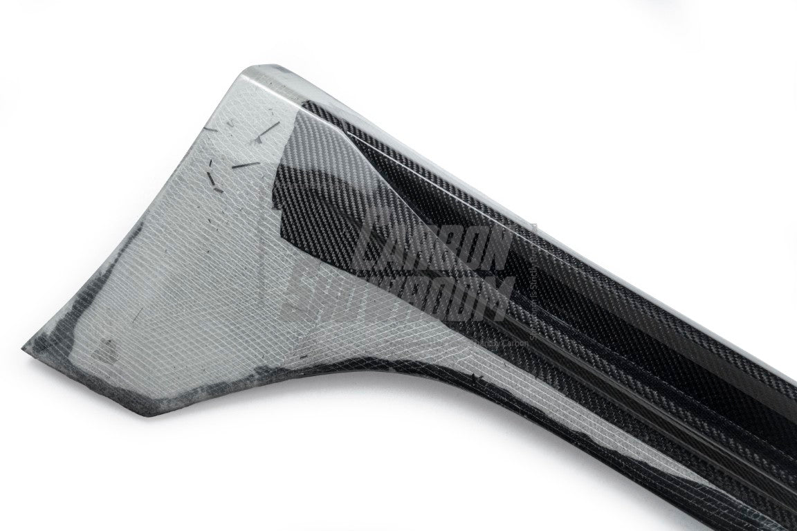 Tesla Model 3 Performance Long Range Standard Base 2017 2018 2019 2020 2021 2022 2023 with Aftermarket Parts - "Hacker" Narrow Body Side Skirts Carbon Fiber / FRP from Robot Craftsman