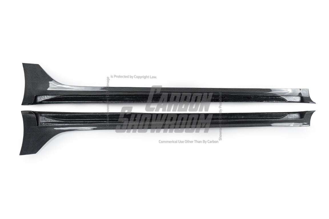 Tesla Model 3 Performance Long Range Standard Base 2017 2018 2019 2020 2021 2022 2023 with Aftermarket Parts - "Hacker" Narrow Body Side Skirts Carbon Fiber / FRP from Robot Craftsman