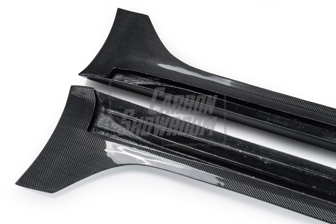 Tesla Model 3 Performance Long Range Standard Base 2017 2018 2019 2020 2021 2022 2023 with Aftermarket Parts - "Hacker" Narrow Body Side Skirts Carbon Fiber / FRP from Robot Craftsman