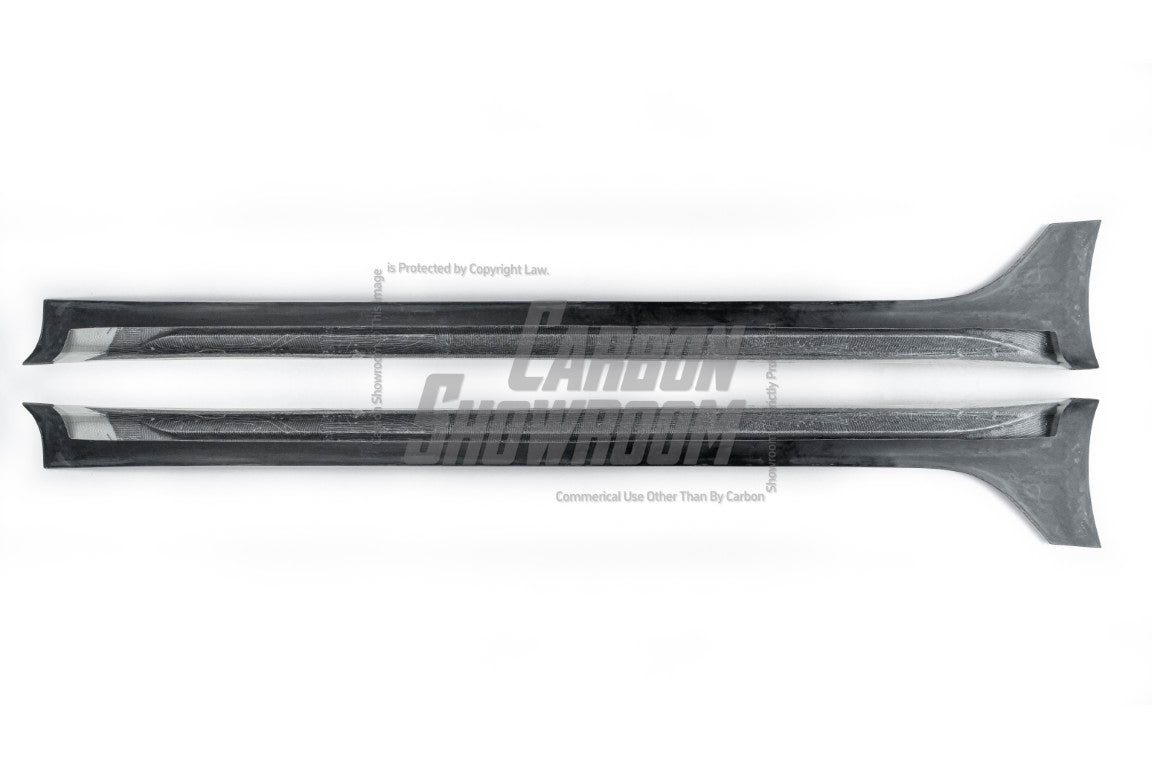Tesla Model 3 Performance Long Range Standard Base 2017 2018 2019 2020 2021 2022 2023 with Aftermarket Parts - "Hacker" Narrow Body Side Skirts Carbon Fiber / FRP from Robot Craftsman