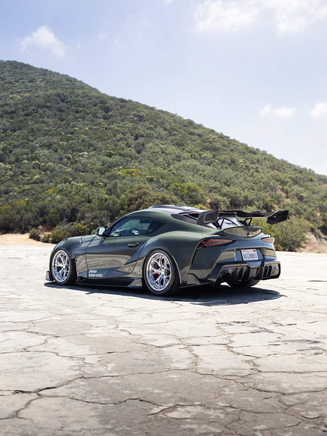 Toyota Supra MK5 A90 A91 3.0 2.0 2020 2021 2022 2023 2024 with Aftermarket Parts - Hyperion Rear Louvers & GT Wing Carbon Fiber / FRP from Robot Craftsman
