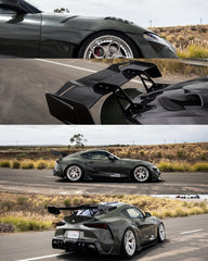 Toyota Supra MK5 A90 A91 3.0 2.0 2020 2021 2022 2023 2024 with Aftermarket Parts - Hyperion Rear Louvers & GT Wing Carbon Fiber / FRP from Robot Craftsman