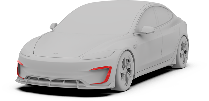 Tesla Model 3 Performance 2024-ON with Robot Craftsman's Aftermarket Parts - Upper Valences Hidrogai Carbon Fiber / FRP