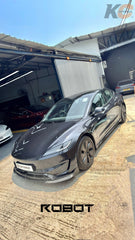 Tesla Model 3 Performance 2024-ON with Robot Craftsman's Aftermarket Parts - Front Lip Hidrogai V2 Carbon Fiber / FRP