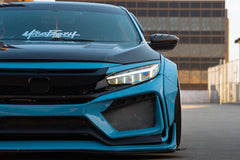 Honda Civic 10th Gen FC1 FC2  FC5 FC6 2016 2017 2018 2019 2020 2021 & Civic 10th Gen FC3 FC4 2017 2018 2019 2020 2021 & Civic 10th Gen FK7 2017 2018 2019 2020 2021 (compatible with ROBOT CRAFTSMAN front bumper) with Aftermarket Parts - Front Bumper & Front Lip Carbon Fiber / FRP from Robot Craftsman