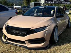 Honda Civic 10th Gen FC1 FC2 FC5 FC6 2016 2017 2018 2019 2020 2021 & Civic 10th Gen FK7 2017 2018 2019 2020 2021 (compatible with both OEM bumper and ROBOT CRAFTSMAN bumper, fits FK7 Hatchback although panel line is slightly different) with Aftermarket Parts - Widebody Wheel Arches Fender Flares Carbon Fiber / FRP from Robot Craftsman