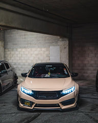 Honda Civic 10th Gen FC1 FC2  FC5 FC6 2016 2017 2018 2019 2020 2021 & Civic 10th Gen FC3 FC4 2017 2018 2019 2020 2021 & Civic 10th Gen FK7 2017 2018 2019 2020 2021 (compatible with ROBOT CRAFTSMAN front bumper) with Aftermarket Parts - Front Bumper & Front Lip Carbon Fiber / FRP from Robot Craftsman