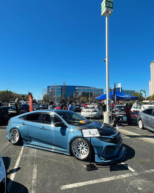 Honda Civic 10th Gen FC1 FC2 FC5 FC6 2016 2017 2018 2019 2020 2021 & Civic 10th Gen FK7 2017 2018 2019 2020 2021 (compatible with both OEM bumper and ROBOT CRAFTSMAN bumper, fits FK7 Hatchback although panel line is slightly different) with Aftermarket Parts - Widebody Wheel Arches Fender Flares Carbon Fiber / FRP from Robot Craftsman