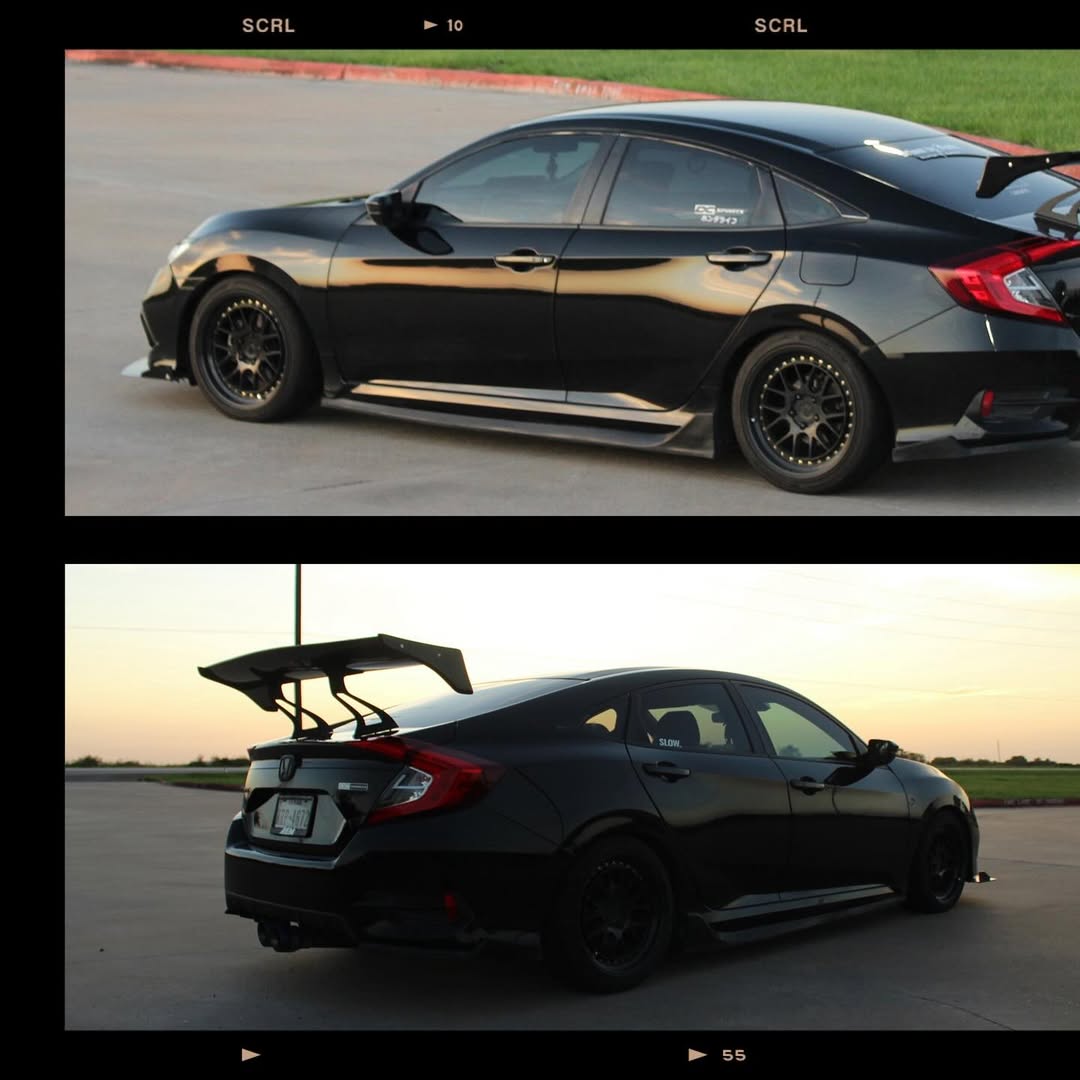 Honda Civic 10th Gen FC1 FC2 FC5 FC6 2016 2017 2018 2019 2020 2021 & Civic 10th Gen FC3 FC4 2017 2018 2019 2020 2021 with Aftermarket Parts - Rear Spoiler Wing Carbon Fiber / FRP from Robot Craftsman