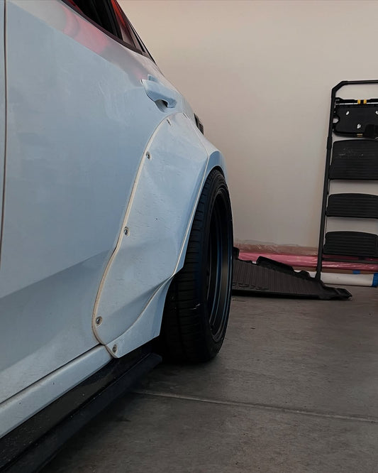 Honda Civic 10th Gen FC1 FC2 FC5 FC6 2016 2017 2018 2019 2020 2021 & Civic 10th Gen FK7 2017 2018 2019 2020 2021 (compatible with both OEM bumper and ROBOT CRAFTSMAN bumper, fits FK7 Hatchback although panel line is slightly different) with Aftermarket Parts - Widebody Wheel Arches Fender Flares Carbon Fiber / FRP from Robot Craftsman