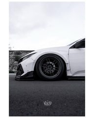 Honda Civic 10th Gen FC1 FC2 FC5 FC6 2016 2017 2018 2019 2020 2021 & Civic 10th Gen FK7 2017 2018 2019 2020 2021 (compatible with both OEM bumper and ROBOT CRAFTSMAN bumper, fits FK7 Hatchback although panel line is slightly different) with Aftermarket Parts - Widebody Wheel Arches Fender Flares Carbon Fiber / FRP from Robot Craftsman