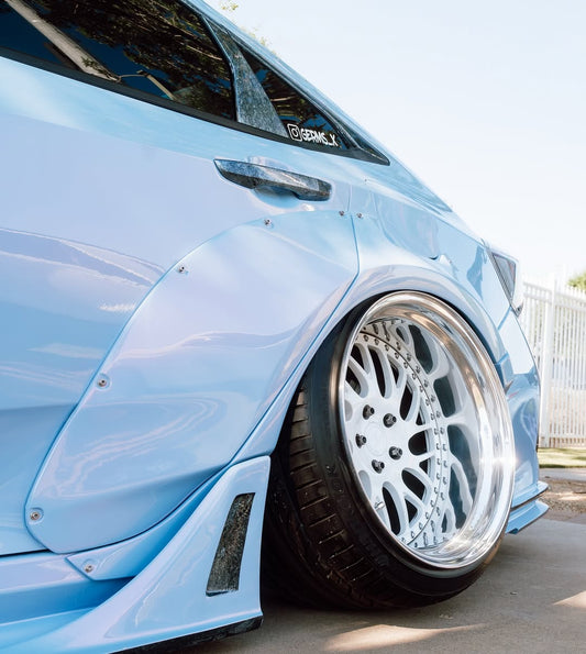 Honda Civic 10th Gen FC1 FC2 FC5 FC6 2016 2017 2018 2019 2020 2021 & Civic 10th Gen FK7 2017 2018 2019 2020 2021 (compatible with both OEM bumper and ROBOT CRAFTSMAN bumper, fits FK7 Hatchback although panel line is slightly different) with Aftermarket Parts - Widebody Wheel Arches Fender Flares Carbon Fiber / FRP from Robot Craftsman