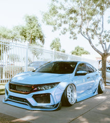 Honda Civic 10th Gen FC1 FC2 FC5 FC6 2016 2017 2018 2019 2020 2021 & Civic 10th Gen FC3 FC4 2017 2018 2019 2020 2021 & Civic 10th Gen FK7 2017 2018 2019 2020 2021 (compatible with ROBOT CRAFTSMAN front bumper) with Aftermarket Parts - Front Bumper & Front Lip Carbon Fiber / FRP from Robot Craftsman