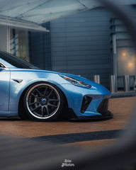 Tesla Model 3 Performance Long Range Standard Base 2017 2018 2019 2020 2021 2022 2023 with Aftermarket Parts - "HACKER" Narrow Body Front Bumper & Front Splitter Carbon Fiber / FRP from Robot Craftsman