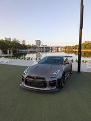 Nissan GTR Nismo Black Edition Track Edition Premium Base CBA DBA 2008 2009 2010 2011 2012 2013 2014 2015 2016 (for installation on 2017 2018 2019 2020 2021 2022 2023 2024 vehicles, 2008 2009 2010 2011 2012 2013 2014 2015 2016 hood is recommended) with Aftermarket Parts - "Godzilla" Widebody Front Bumper & Front Lip Carbon Fiber / FRP from Robot Craftsman