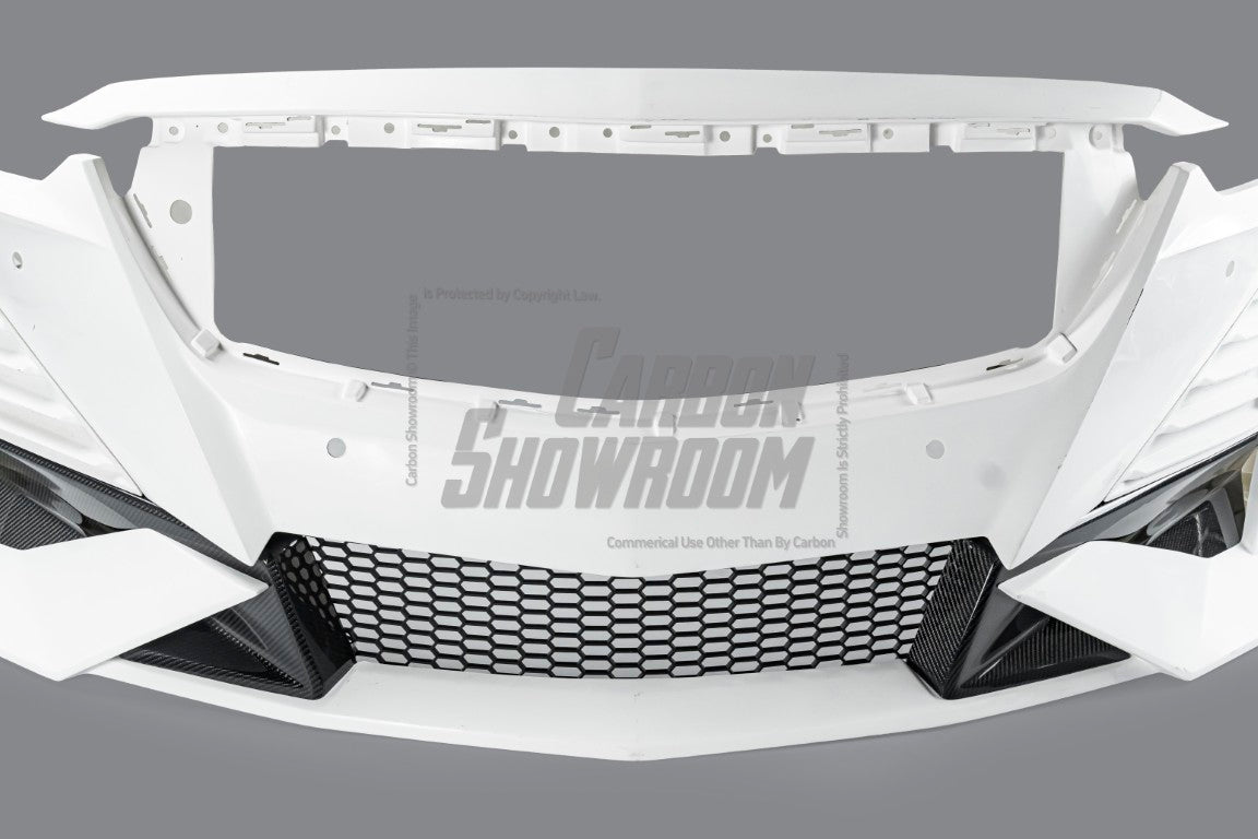 Cadillac CT5 CT5-V Sport Premium Luxury Base 2020 2021 2022 2023 2024 with Aftermarket Parts - "PRISM" Front Bumper & Front Lip Carbon Fiber / FRP from Robot Craftsman