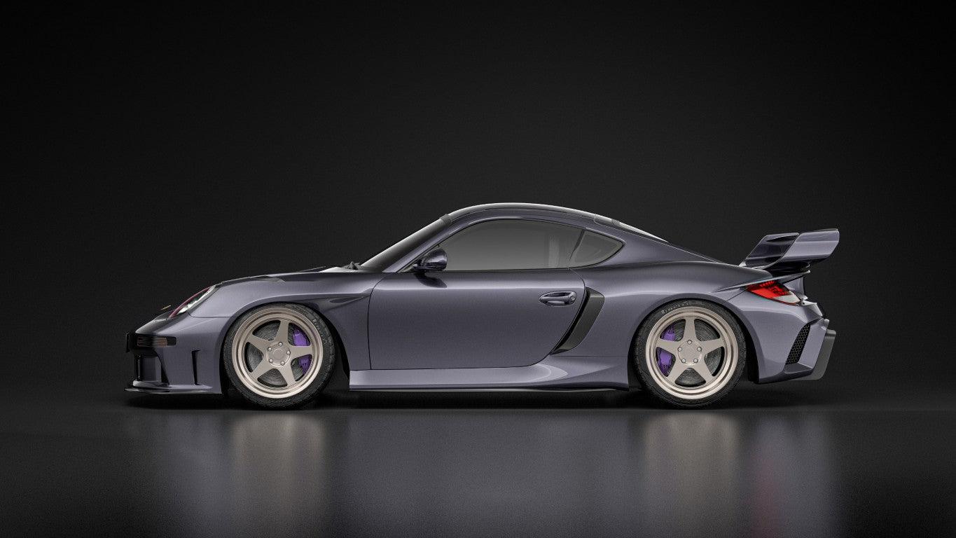Porsche 987.1 Cayman Base / S 2005 2006 2007 2008 & 987.2 Cayman Base / S / R 2009 2010 2011 2012 with Aftermarket Parts - TITANISM STUKA Rear Quarter Panel Flares Carbon Fiber / FRP from Robot Craftsman