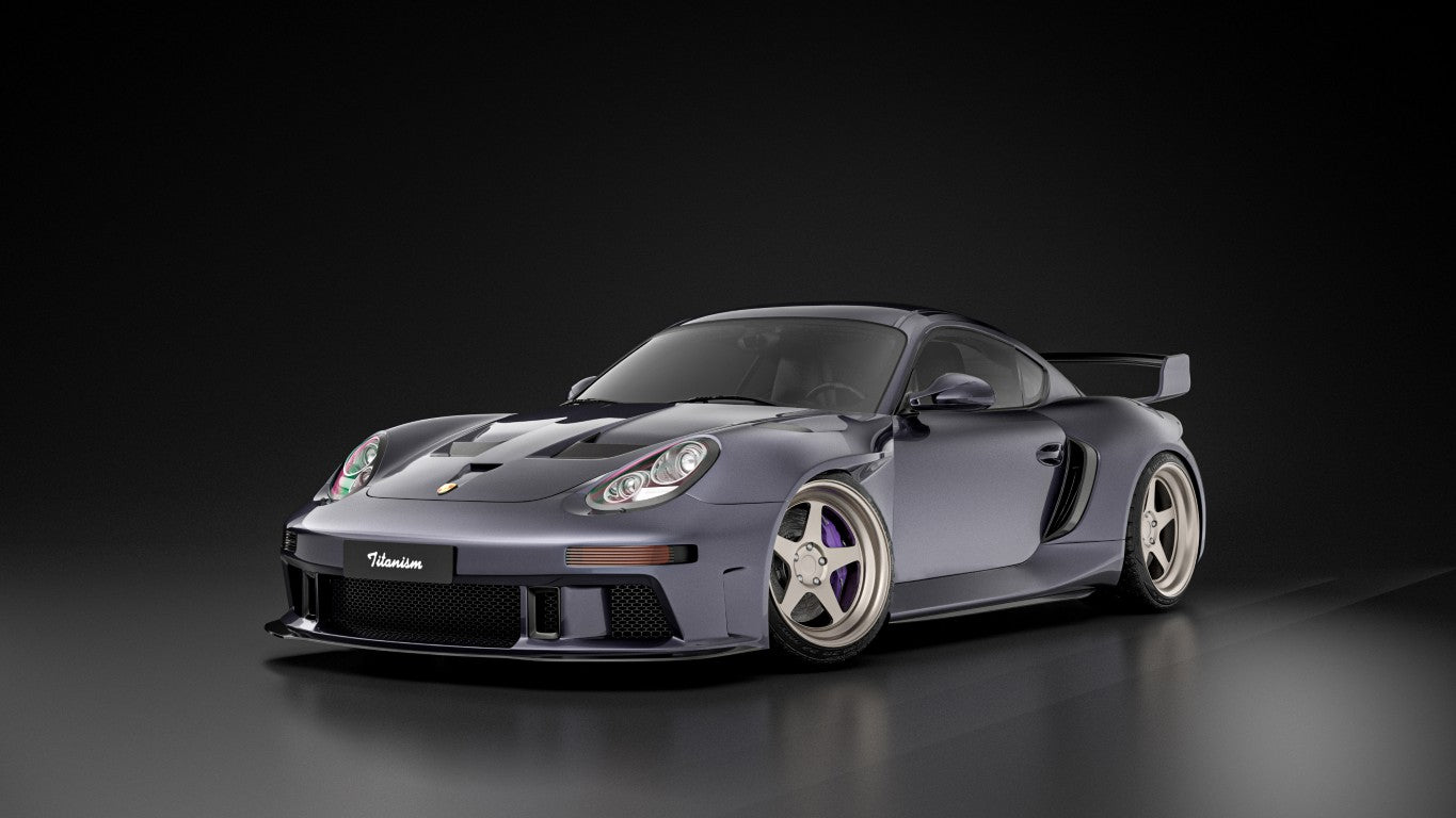 Porsche 987.1 Cayman & Boxster Base / S 2005 2006 2007 2008 &amp; 987.2 Cayman &  Boxster Base / S / R 2009 2010 2011 2012 with Aftermarket Parts - TITANISM STUKA Side Skirts Carbon Fiber / FRP from Robot Craftsman