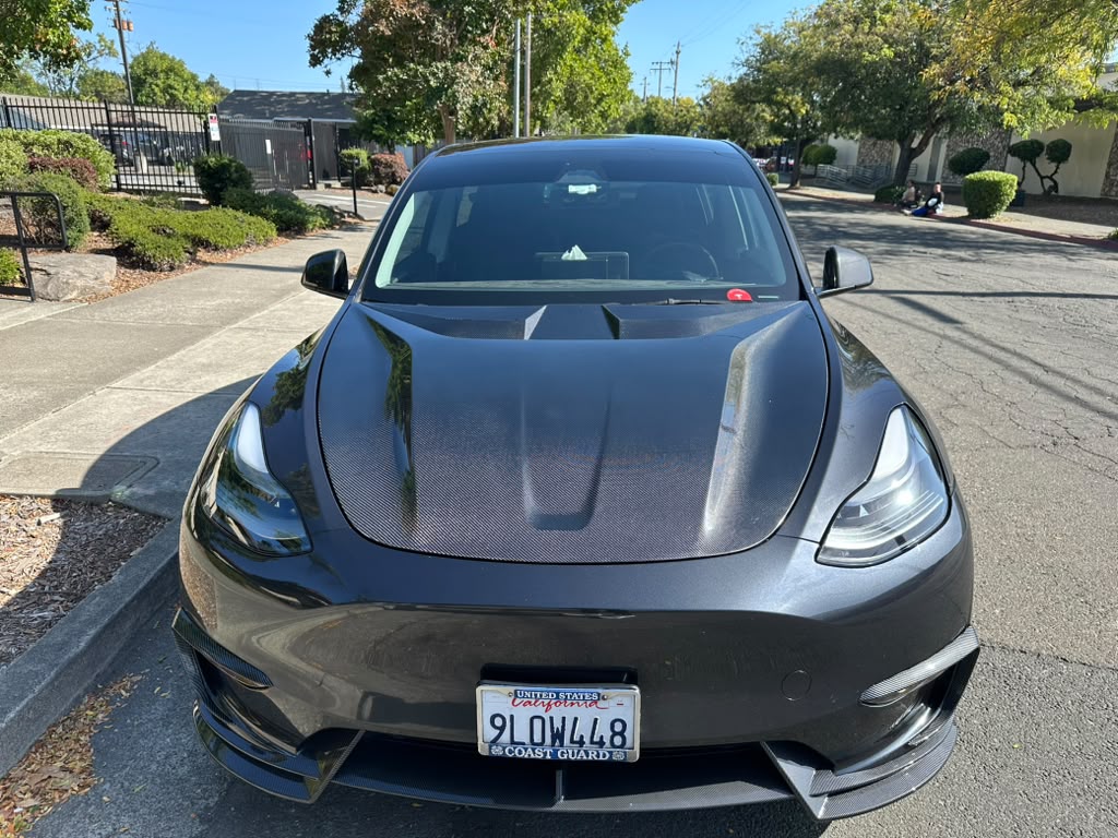 Tesla Model Y Performance AWD Long Range RWD Standard 2020 2021 2023 2024 with Aftermarket Parts - "CRYPTON" Hood Carbon Fiber / FRP from Robot Craftsman