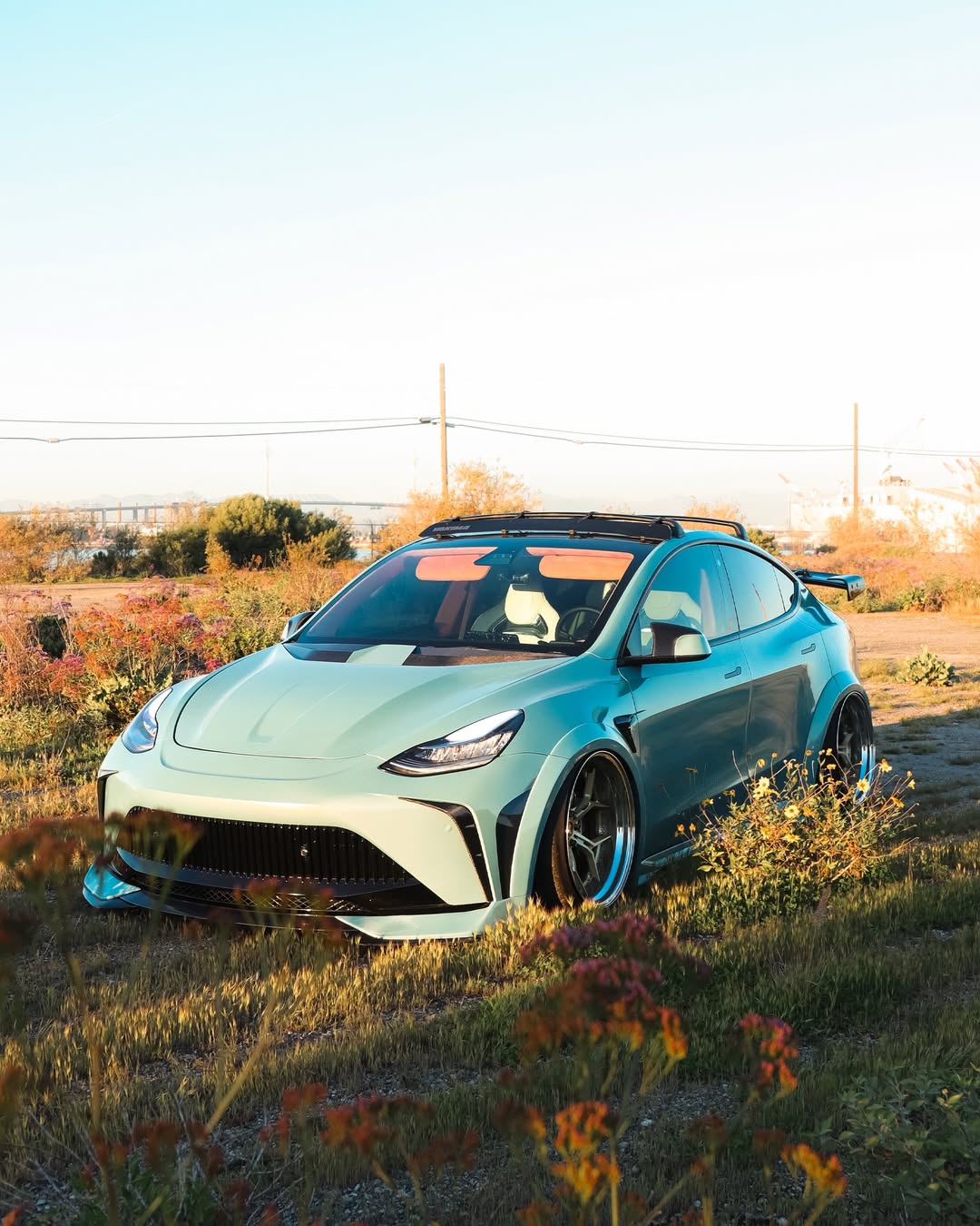 Tesla Model Y Performance AWD Long Range RWD Standard 2020 2021 2023 2024 with Aftermarket Parts - "CRYPTON" Hood Carbon Fiber / FRP from Robot Craftsman