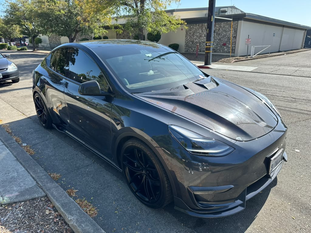Tesla Model Y Performance AWD Long Range RWD Standard 2020 2021 2023 2024 with Aftermarket Parts - "CRYPTON" Hood Carbon Fiber / FRP from Robot Craftsman