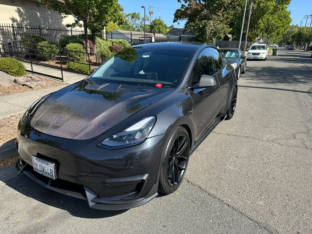 Tesla Model Y Performance AWD Long Range RWD Standard 2020 2021 2023 2024 with Aftermarket Parts - "CRYPTON" Hood Carbon Fiber / FRP from Robot Craftsman