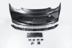 Tesla Model Y Performance AWD Long Range RWD Standard 2020 2021 2023 2024 with Aftermarket Parts - "STARSHIP" Stage 1 Corner Lip (2 pcs) & Stage 2 Corner Lip (4 pcs) & Front Bumper Carbon Fiber from Robot Craftsman