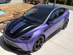 Tesla Model Y Performance AWD Long Range RWD Standard 2020 2021 2023 2024 with Aftermarket Parts - "STARSHIP" Stage 1 Corner Lip (2 pcs) & Stage 2 Corner Lip (4 pcs) & Front Bumper Carbon Fiber from Robot Craftsman
