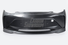Tesla Model Y Performance AWD Long Range RWD Standard 2020 2021 2023 2024 with Aftermarket Parts - "STARSHIP" Stage 1 Corner Lip (2 pcs) & Stage 2 Corner Lip (4 pcs) & Front Bumper Carbon Fiber from Robot Craftsman