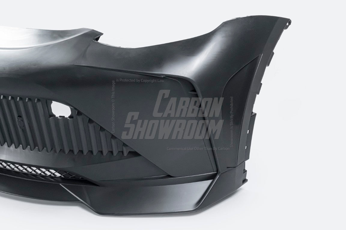 Tesla Model Y Performance AWD Long Range RWD Standard 2020 2021 2023 2024 with Aftermarket Parts - "STARSHIP" Stage 1 Corner Lip (2 pcs) & Stage 2 Corner Lip (4 pcs) & Front Bumper Carbon Fiber from Robot Craftsman
