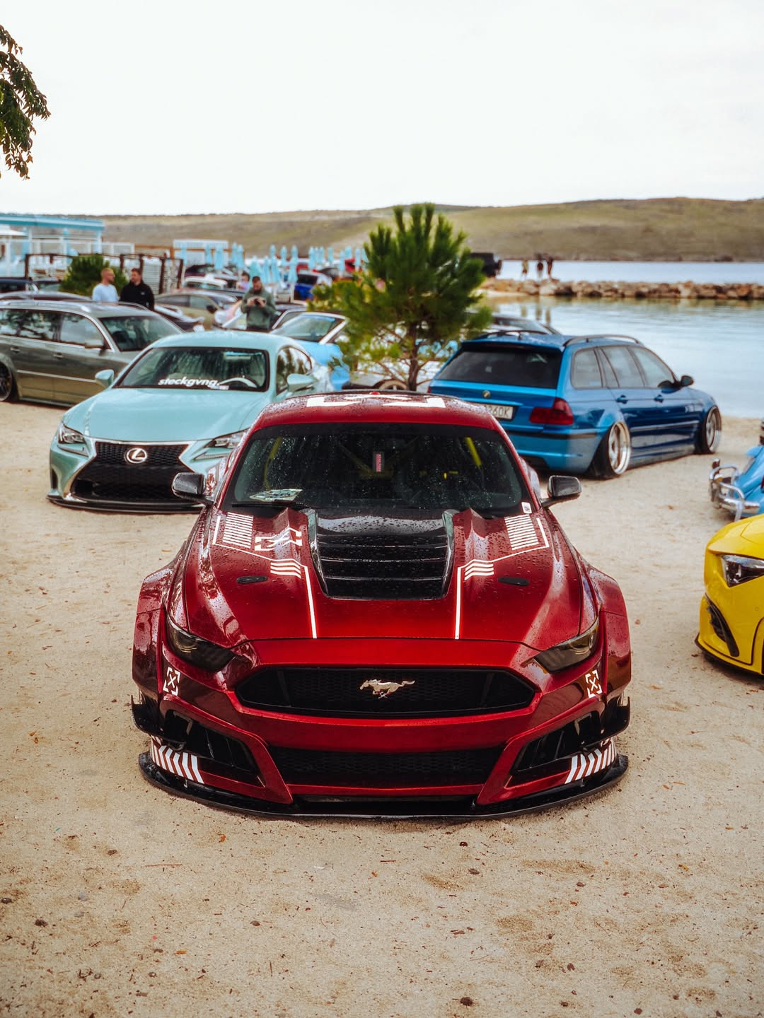 Ford Mustang Ecoboost V6 GT S550.1 2015 2016 2017 with Aftermarket Parts - STORM Hood Bonnet Carbon Fiber / FRP from Robot Craftsman