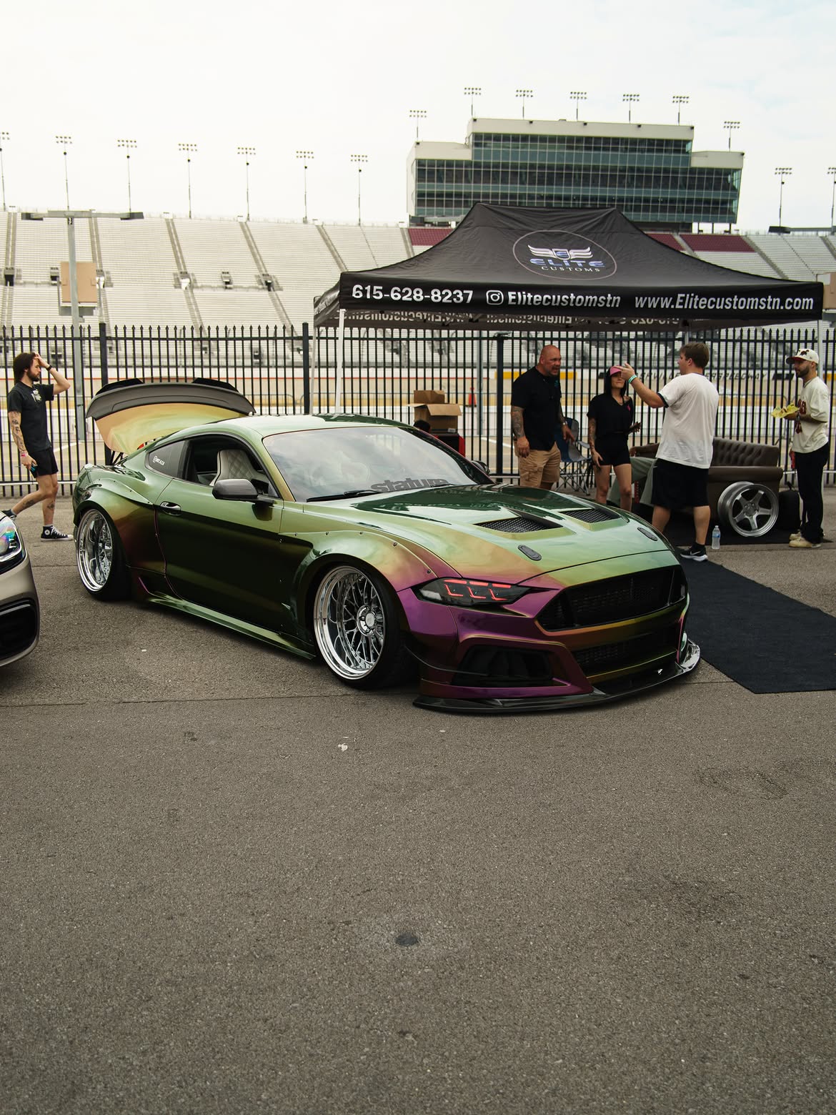 Ford Mustang Ecoboost V6 GT S550.1 2015 2016 2017 & Mustang Ecoboost V6 GT March1 Bullitt S550.1 S550.2 2015 2016 2017 2018 2019 2020 2021 2022 2023 & Mustang Ecoboost V6 GT March1 Bullitt S550.2 2018 2019 2020 2021 2022 2023 with Aftermarket Parts - STORM Widebody Front Bumper & Lip & Replacement Front Lip Only Carbon Fiber/FRP from Robot Craftsman